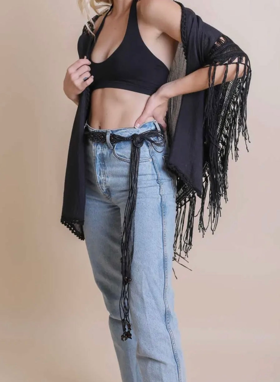 Medallion Crochet Tassel Kimono