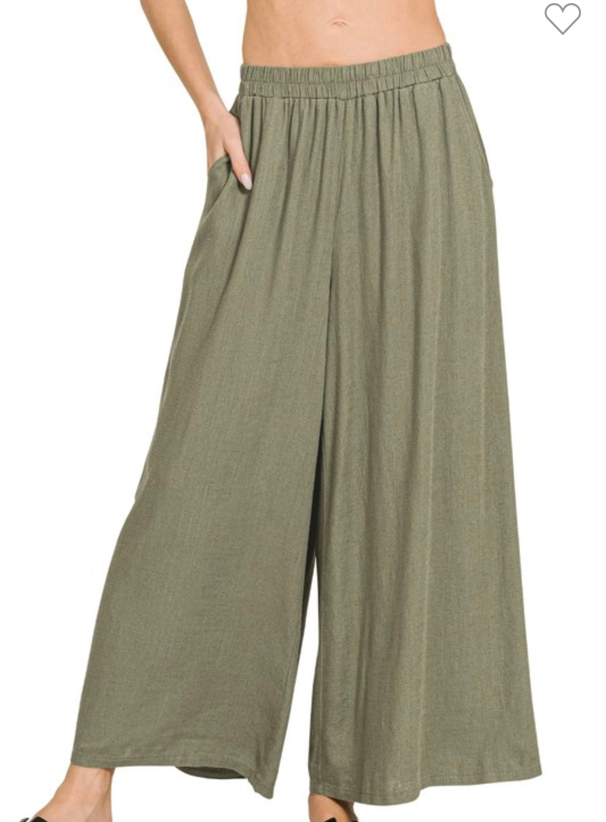 Wide Leg Linen Blend Pants
