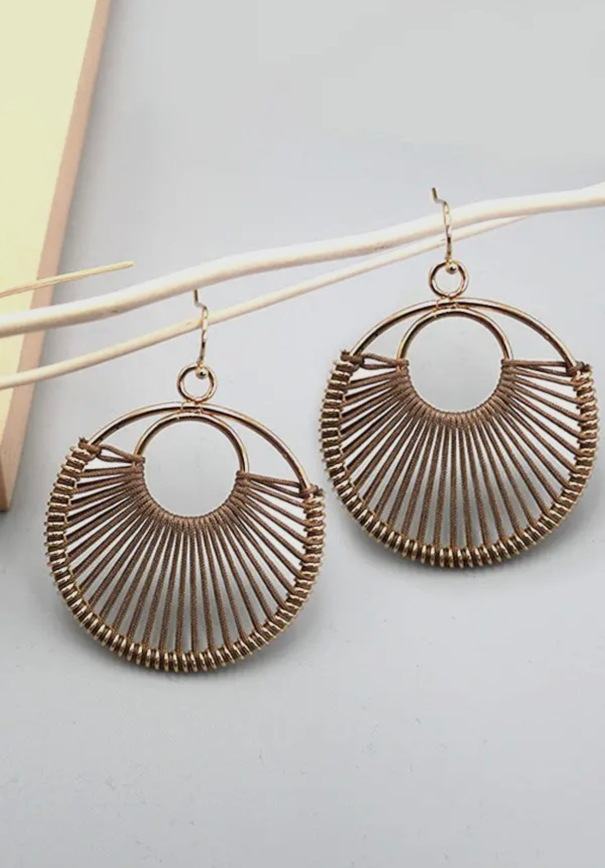 Boho String Brass Drop Earrings