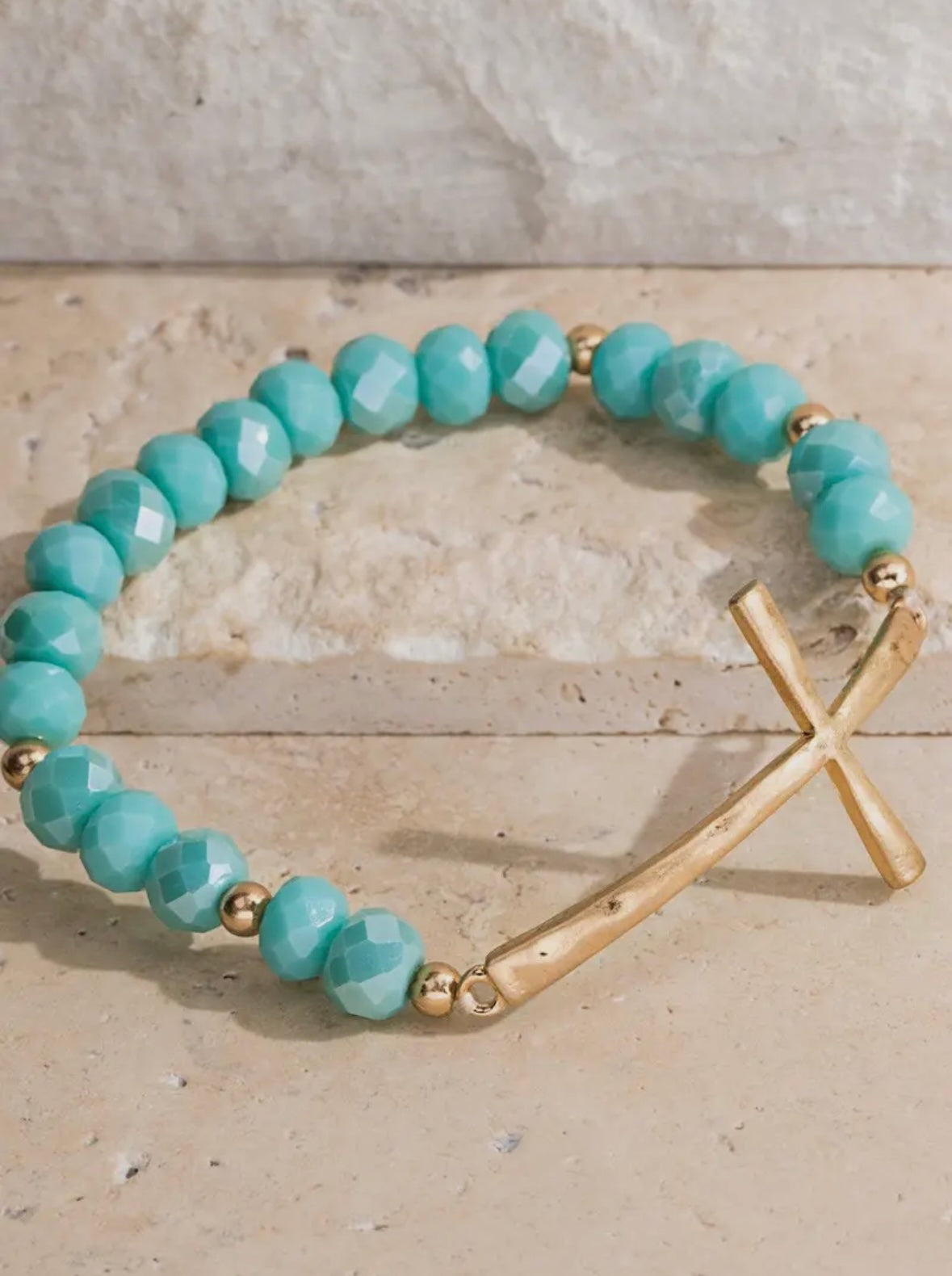 Hammered Metal Cross Bracelet