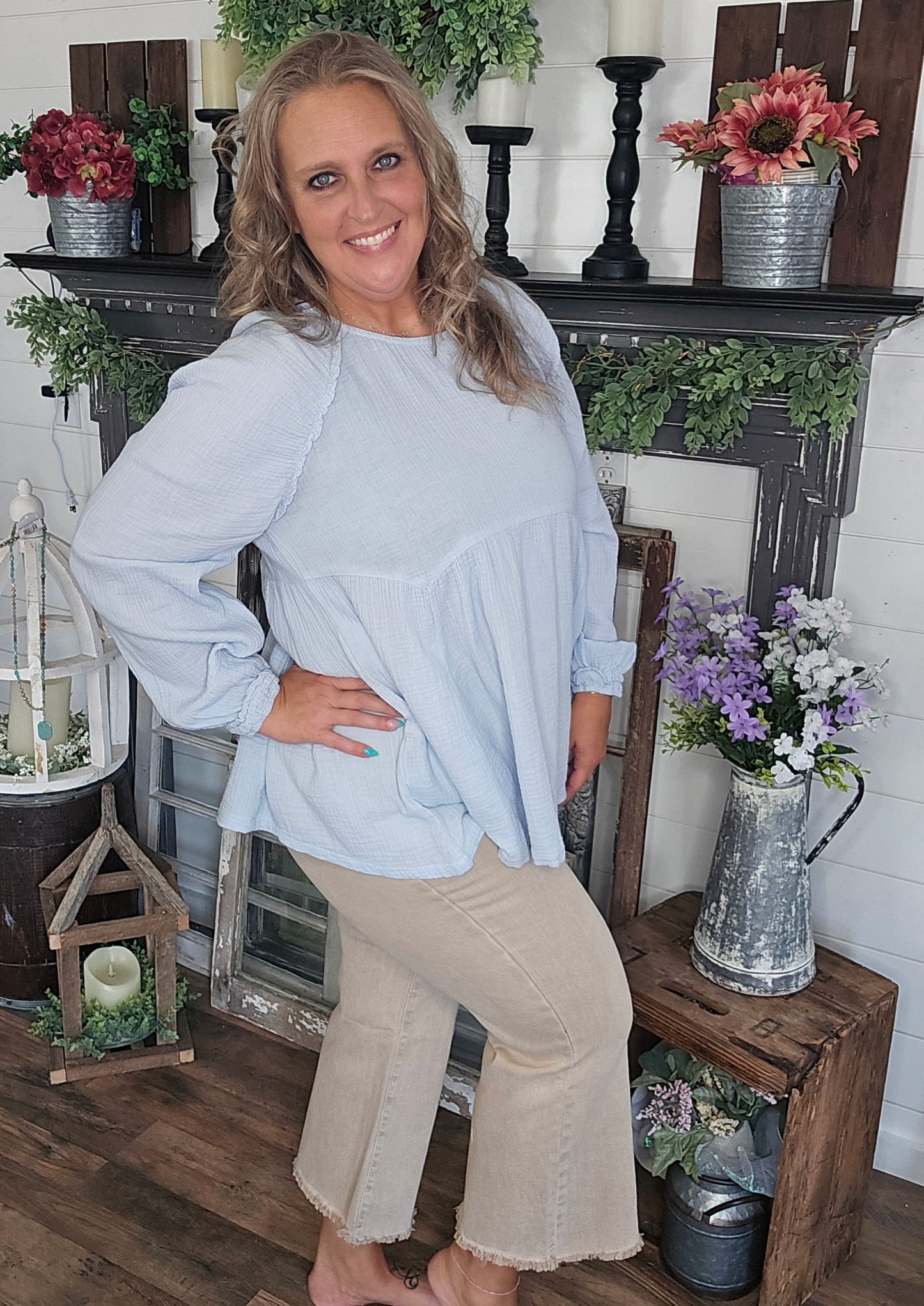 Gauze Babydoll Top by Easel