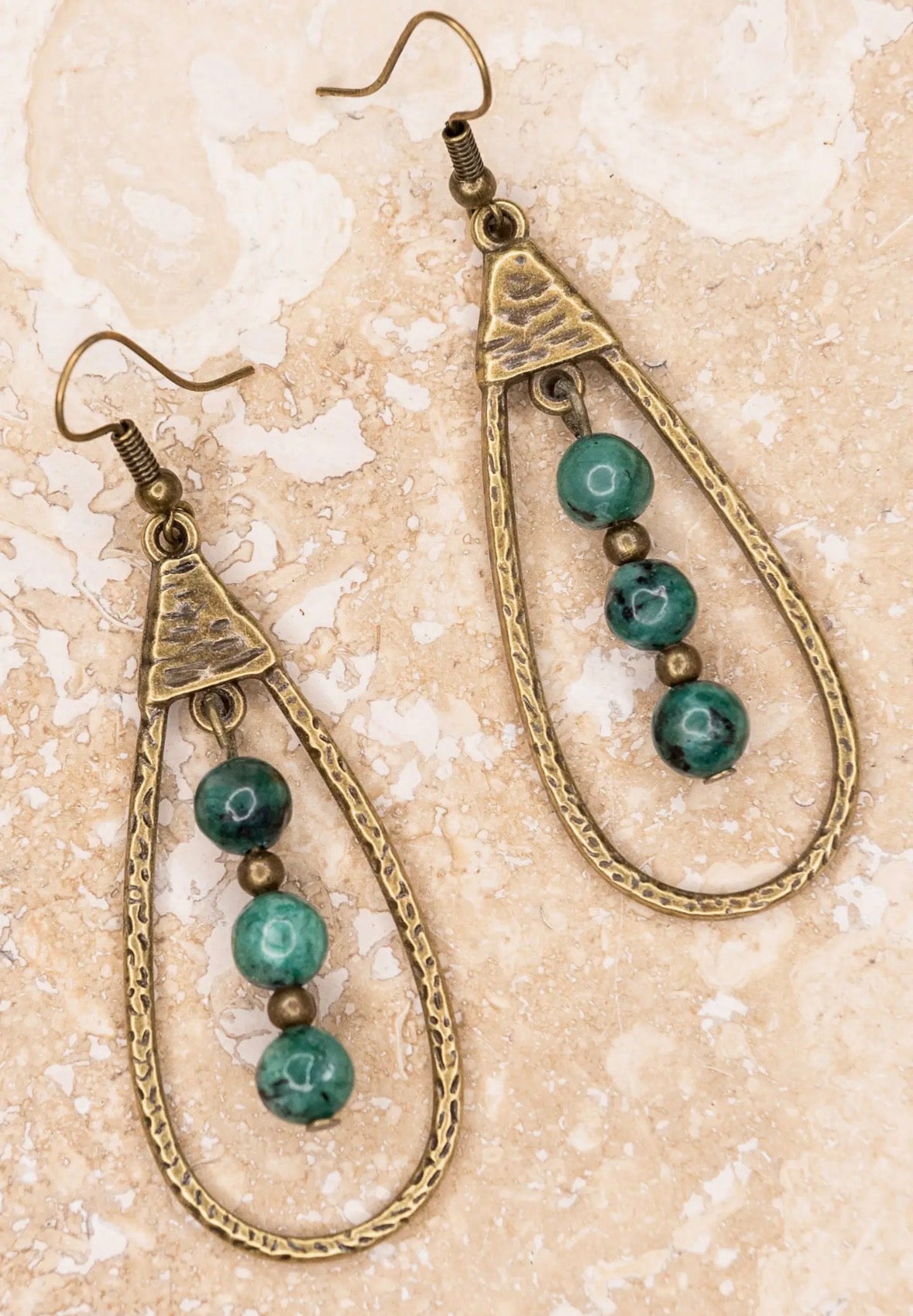 African Turquoise Teardrop Earrings