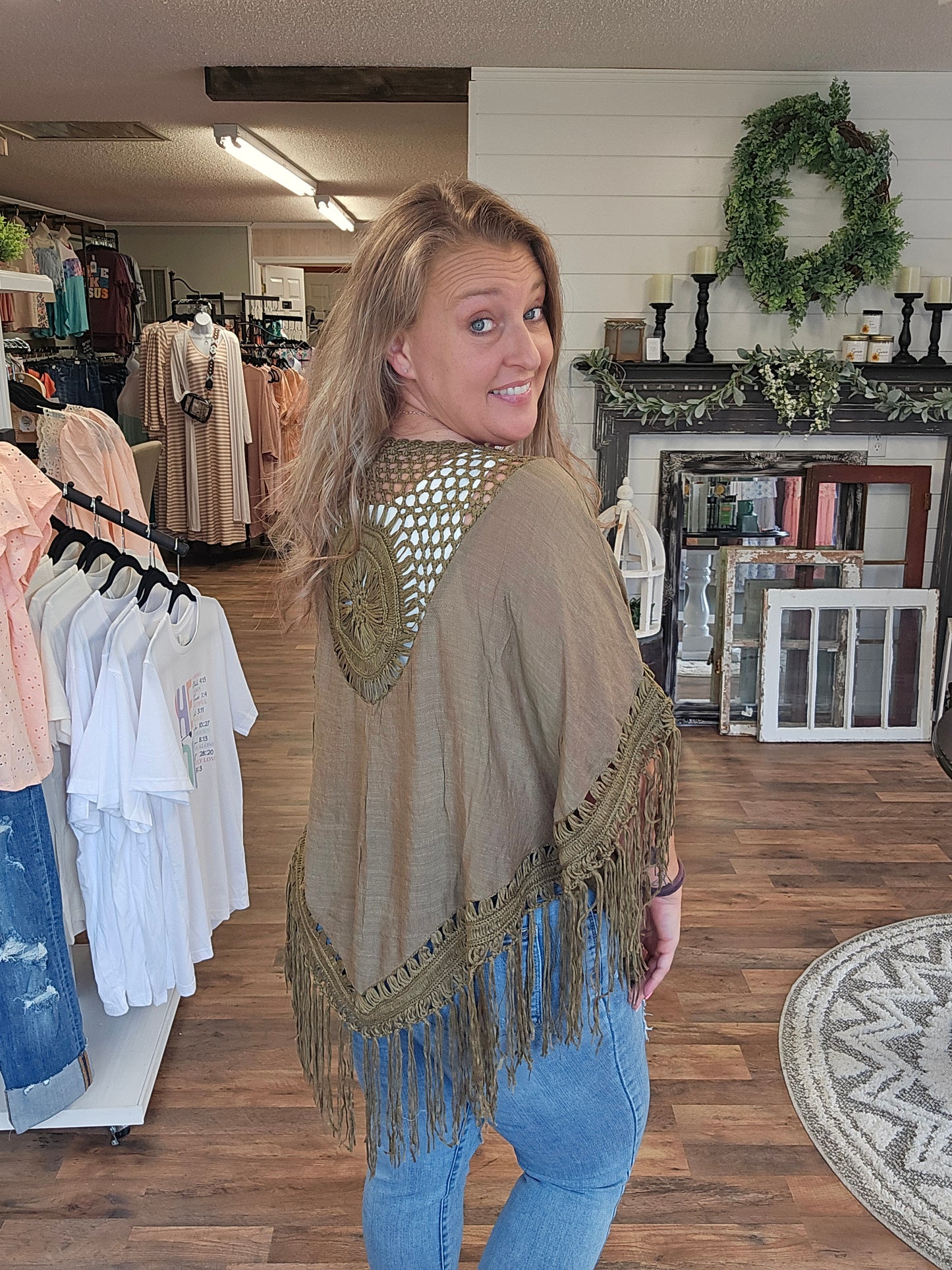 Medallion Crochet Tassel Kimono