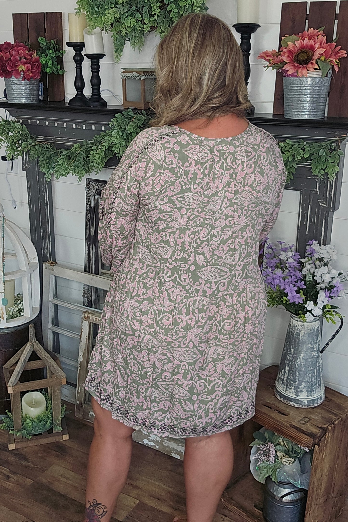 Embroidered Rayon Challis Mini Dress by Easel