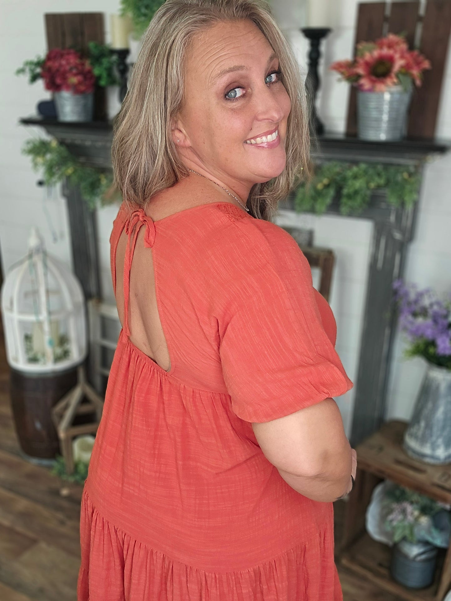 Tiered Linen Maxi Dress by Easel