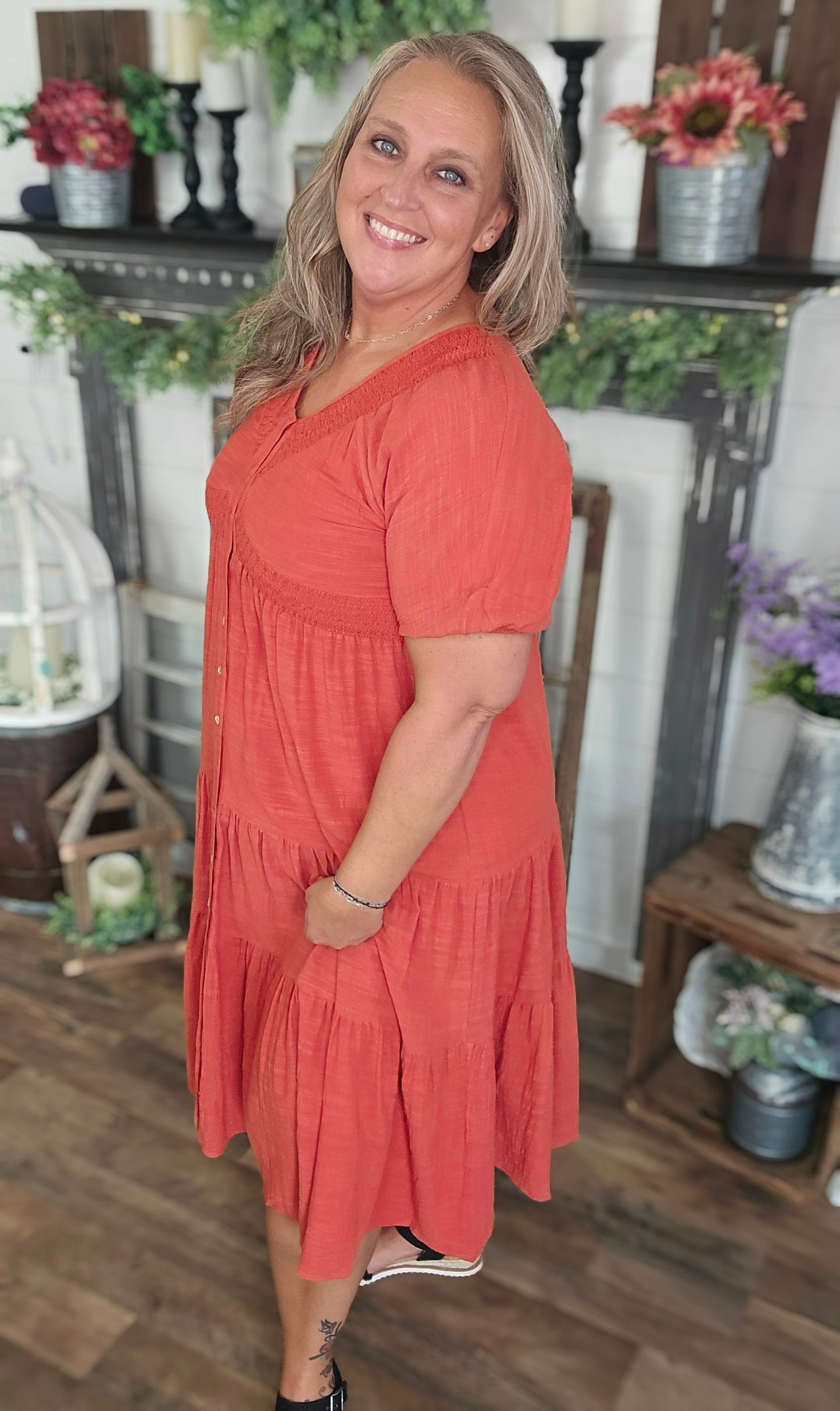 Tiered Linen Maxi Dress by Easel
