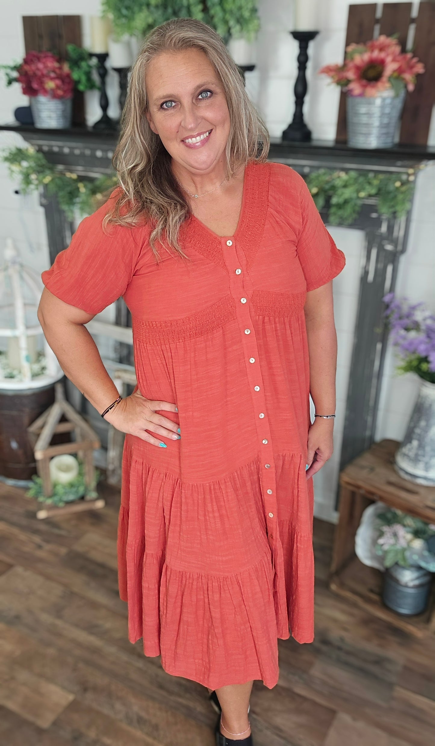 Tiered Linen Maxi Dress by Easel