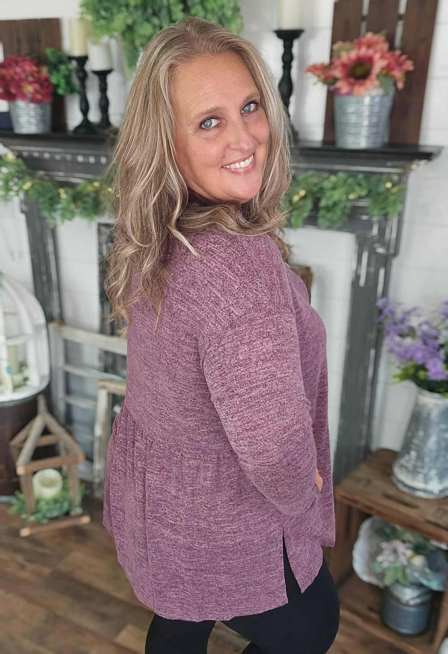 Hacci 2Tone Leopard Accent Tunic by Easel