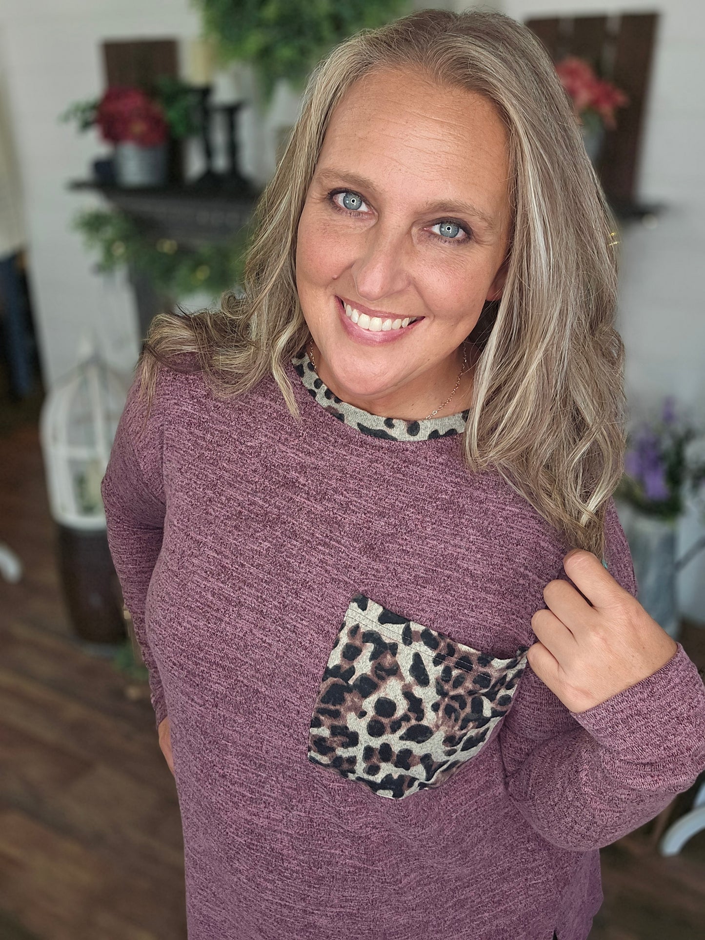 Hacci 2Tone Leopard Accent Tunic by Easel