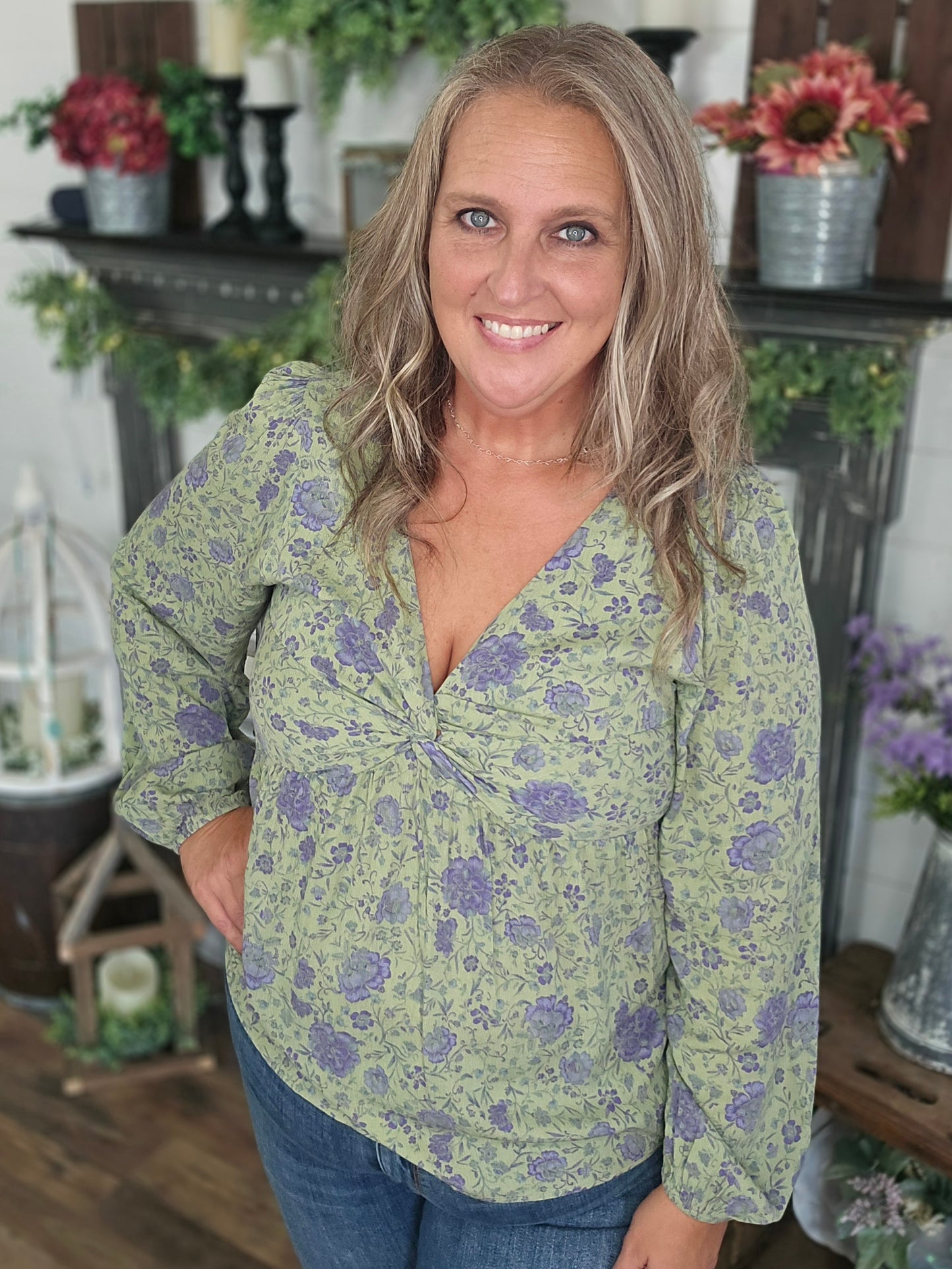 Floral Print Peplum Top by Easel