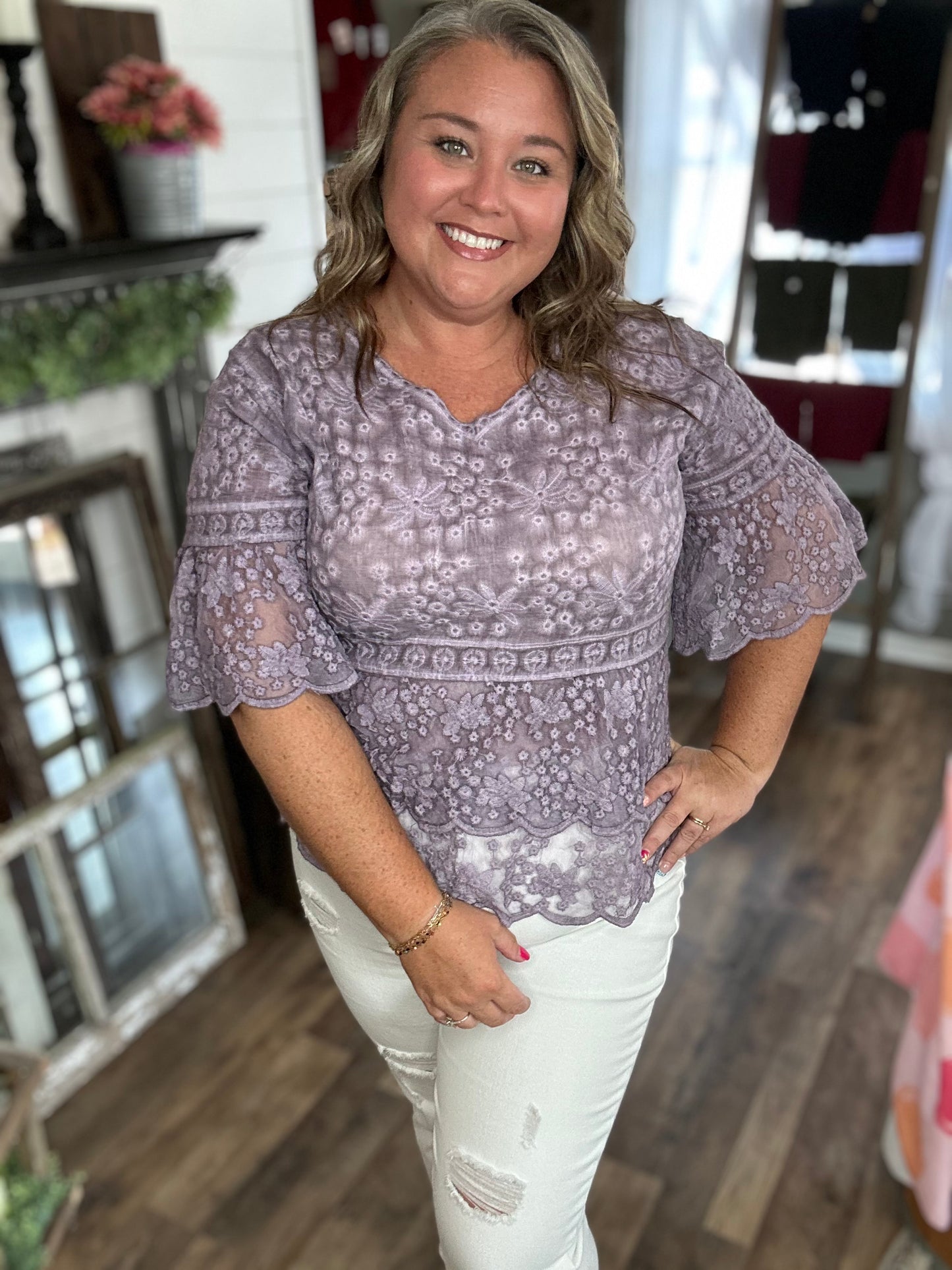 Belinda Bell Sleeve Lace Top