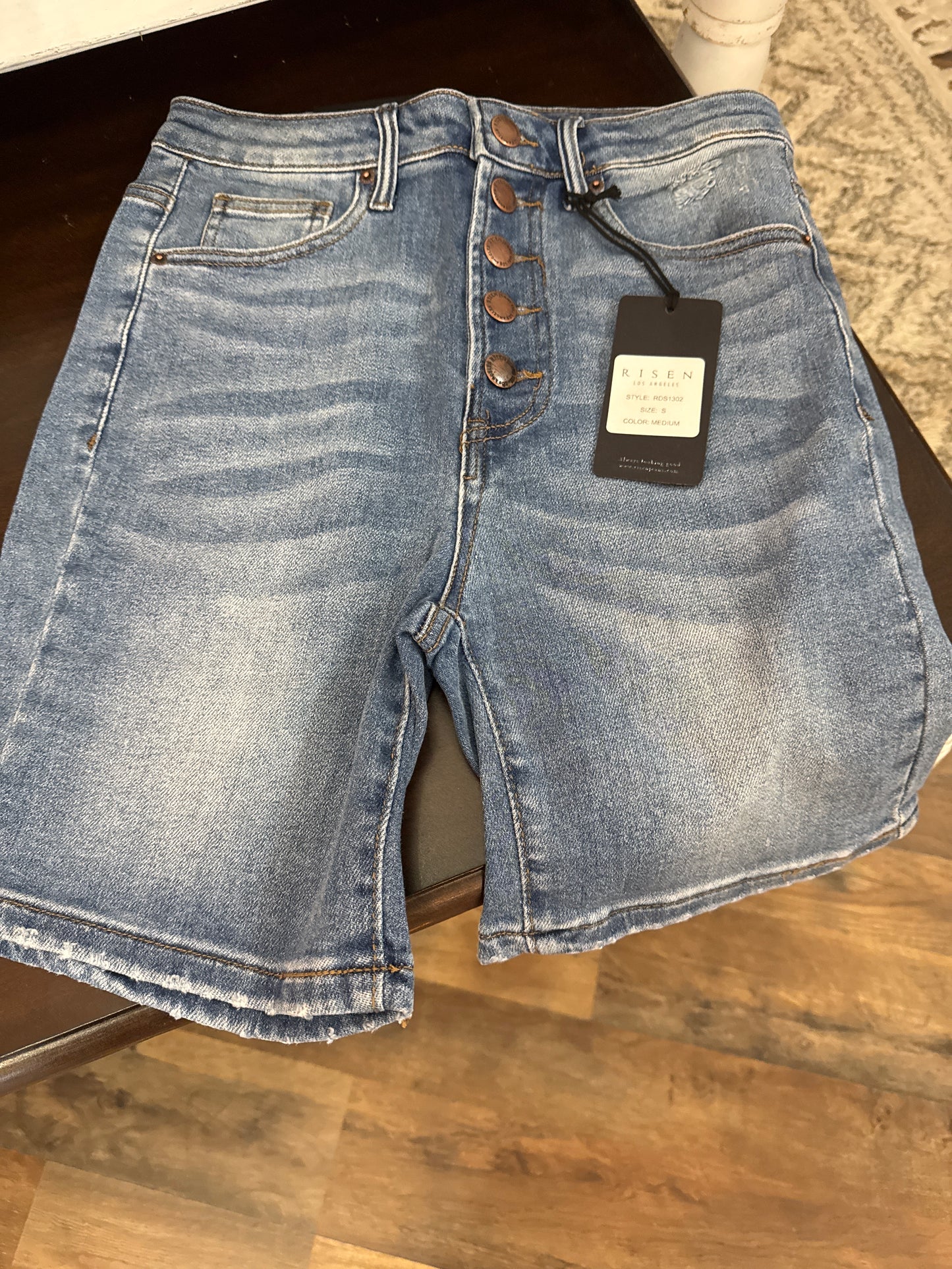 Risen Button Fly Mid-Thigh Shorts