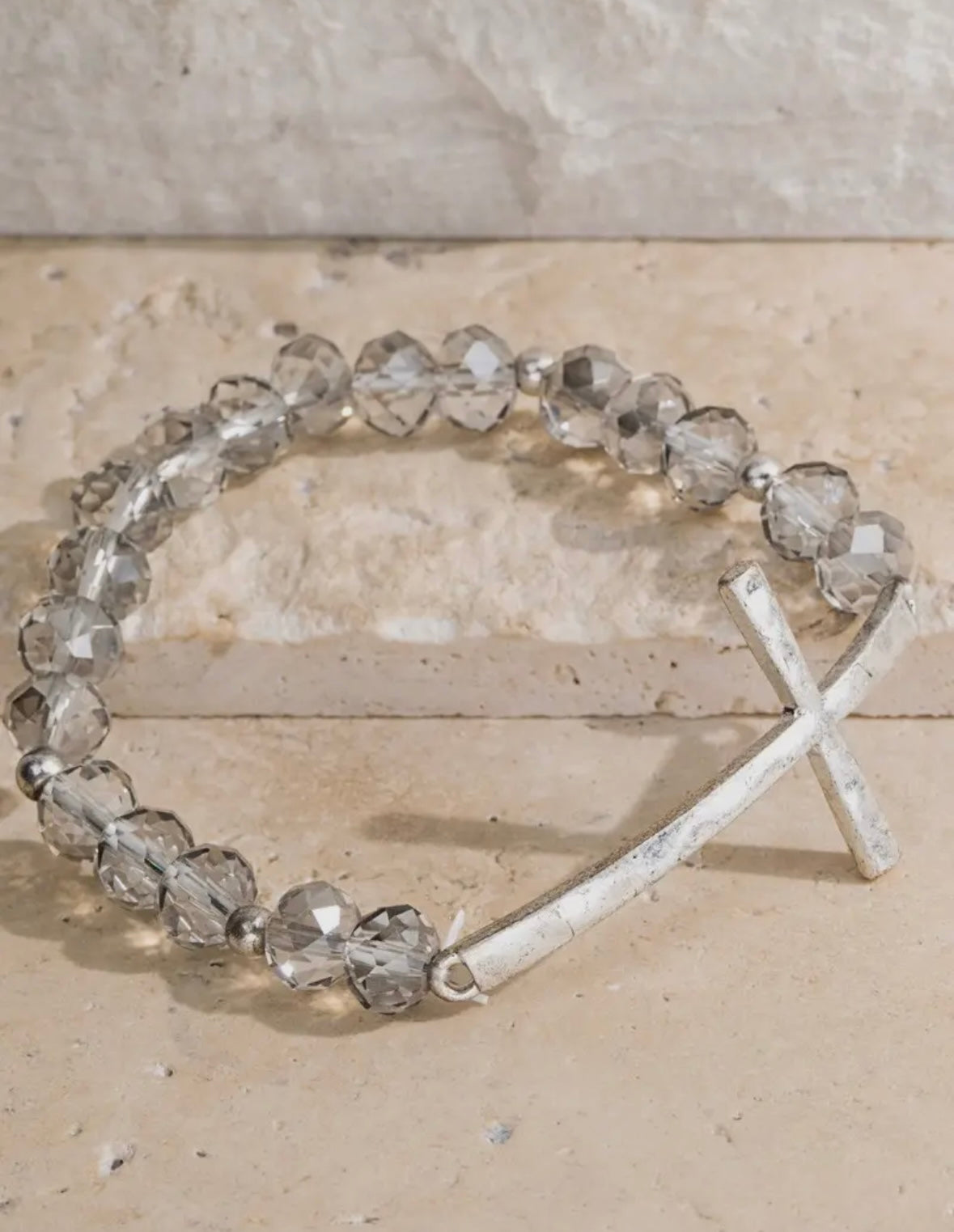 Hammered Metal Cross Bracelet
