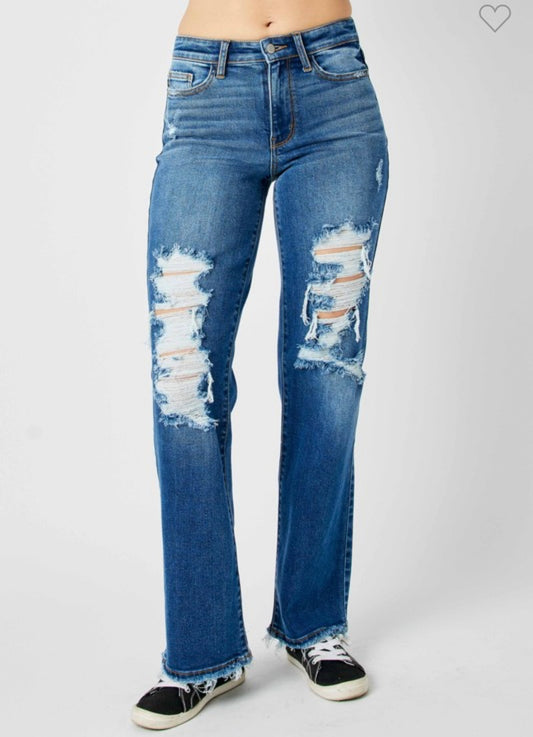Judy Blue MR Distressed Dad Jeans