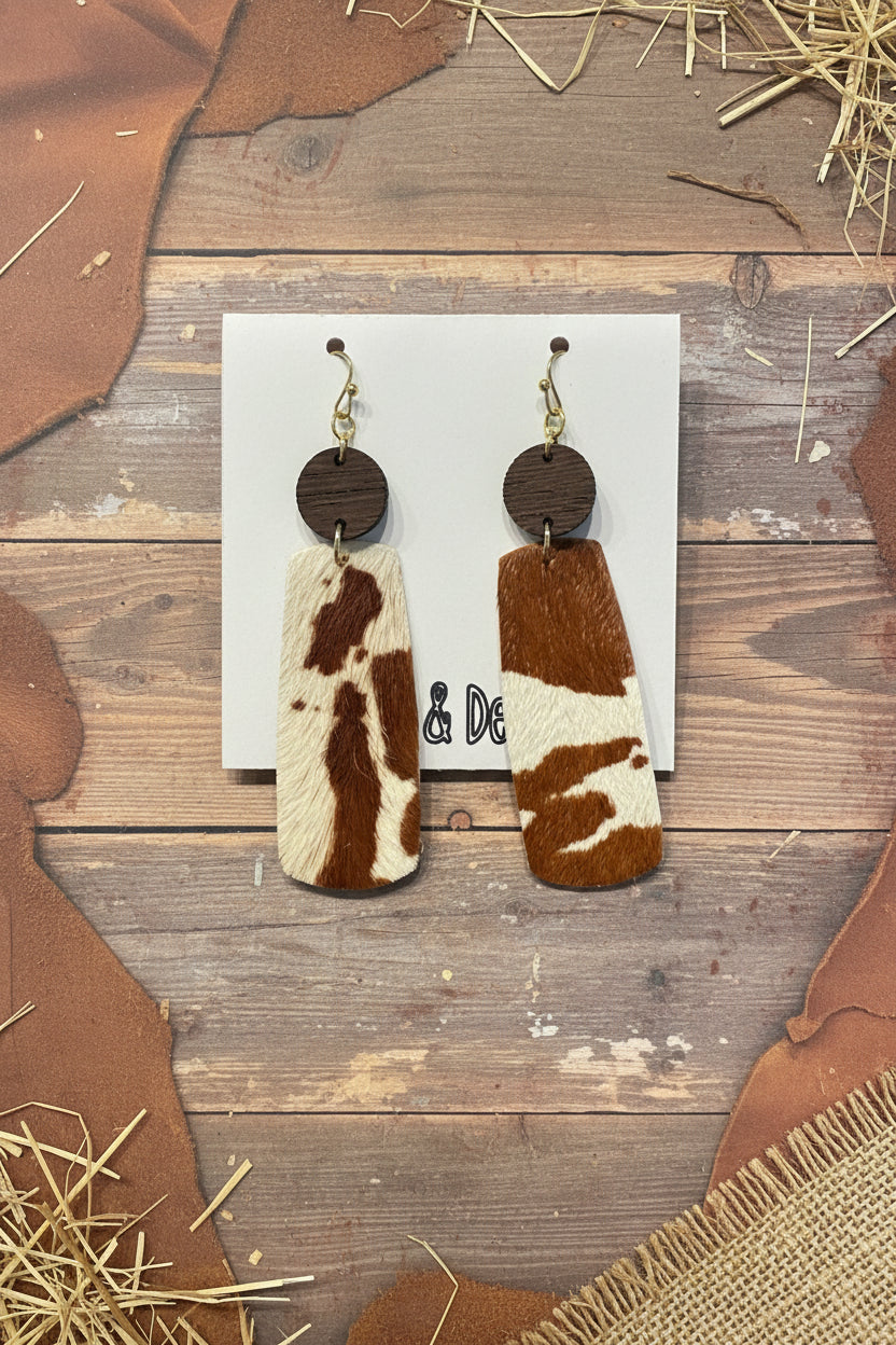 Dazzle and Delight Faux Cowhide Dangle Earrings