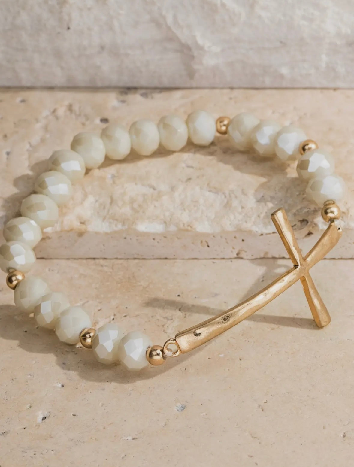 Hammered Metal Cross Bracelet