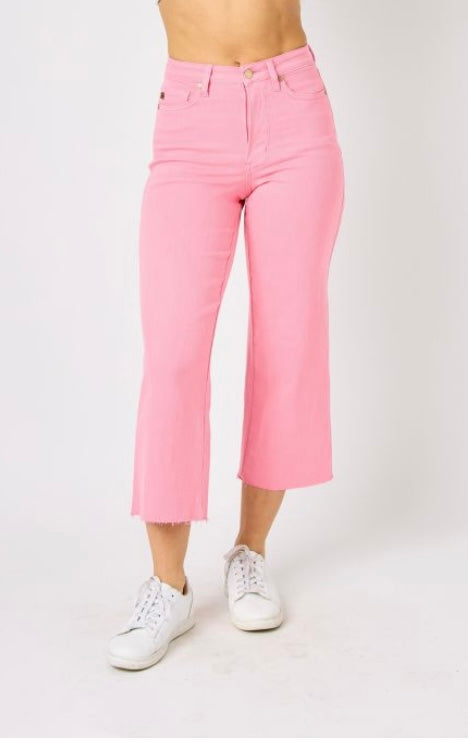 Judy Blue HW Tummy Control Crop (Pink)