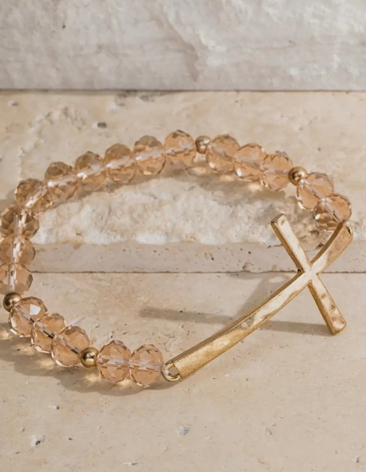 Hammered Metal Cross Bracelet