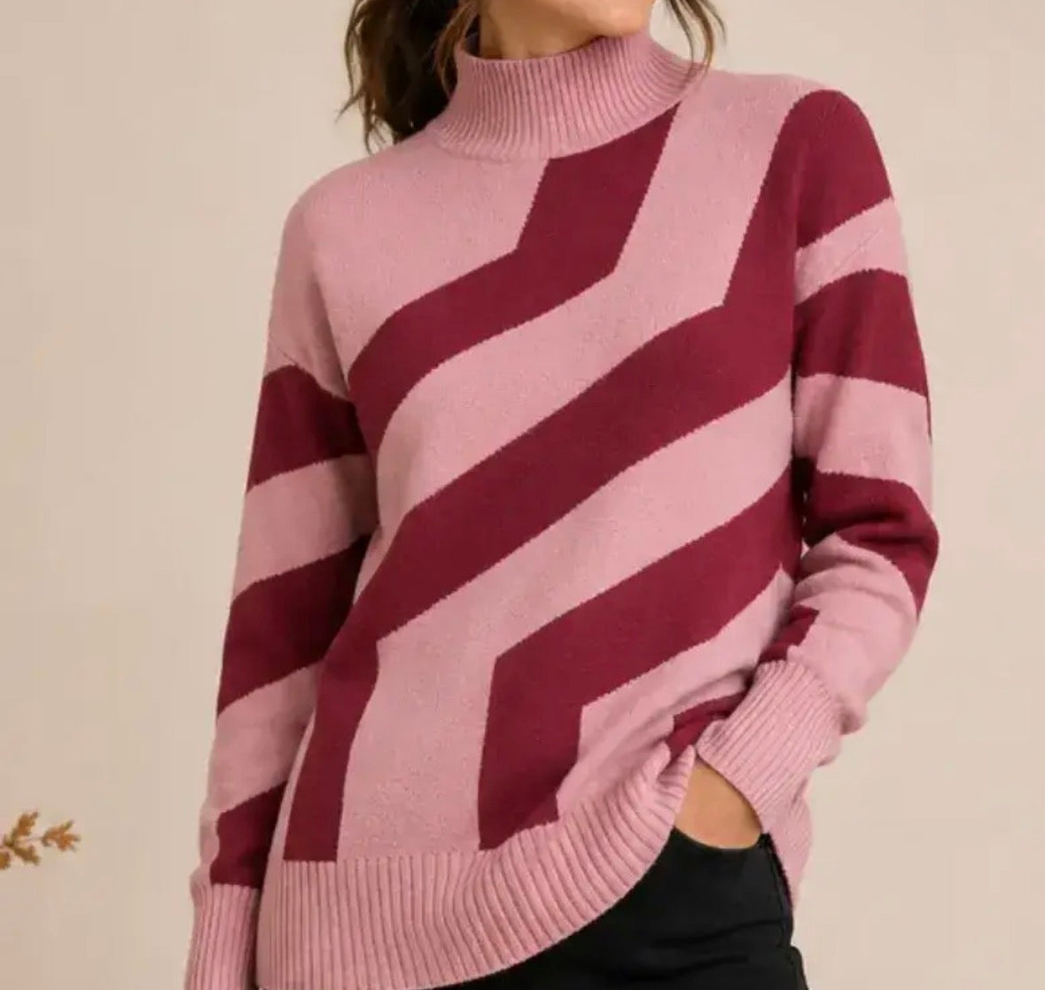 Berry Mock Neck Sweater
