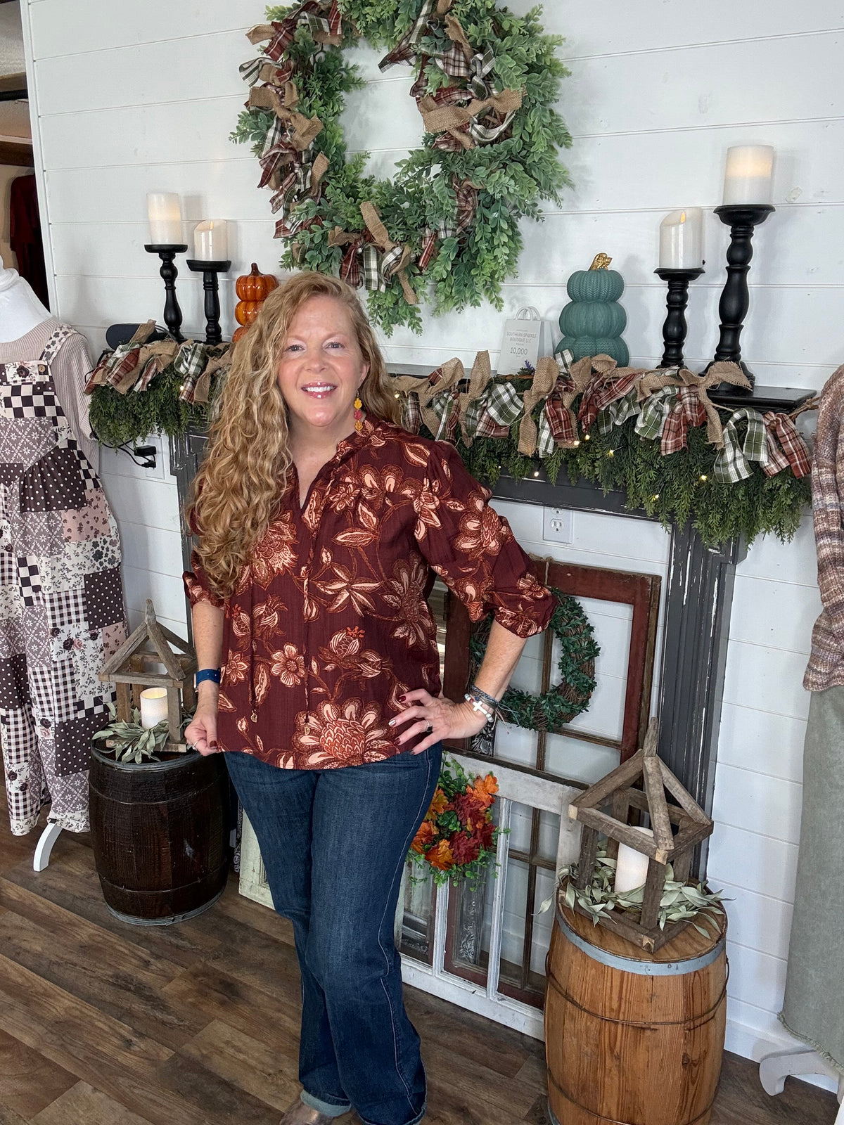 Rust Floral Top