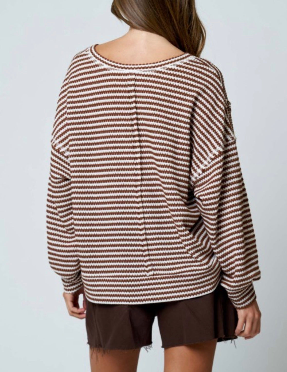 Sissy Split Neck Striped Top