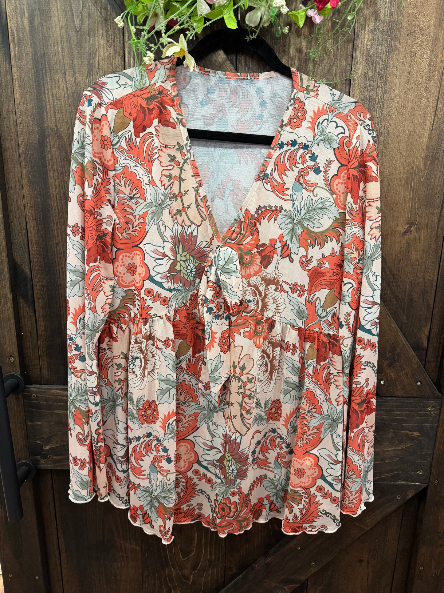 Floral Print V neck Top
