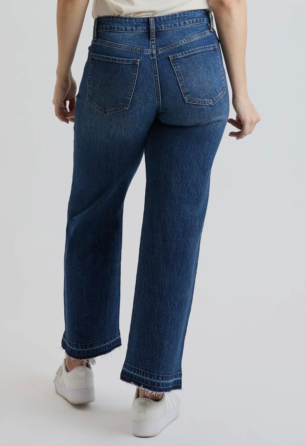 YMI HW Wide Leg Raw Hem Jeans