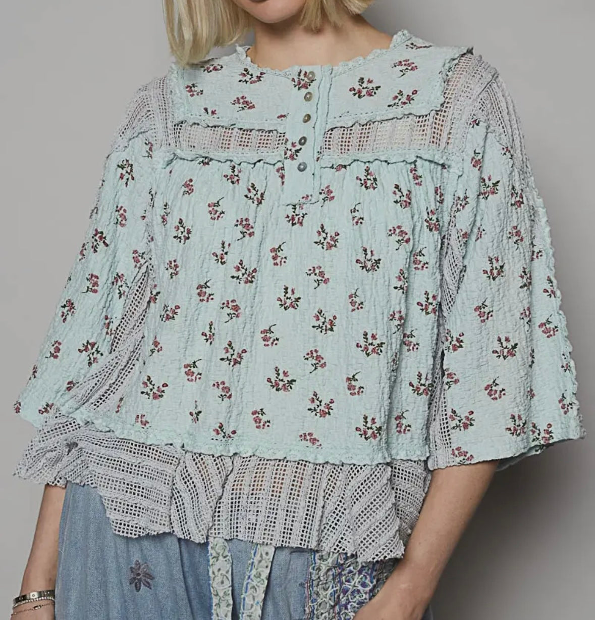 Betty Blue Floral Print Blouse
