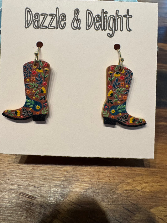 Dazzle and Delight Cowgirl Boot Earrings