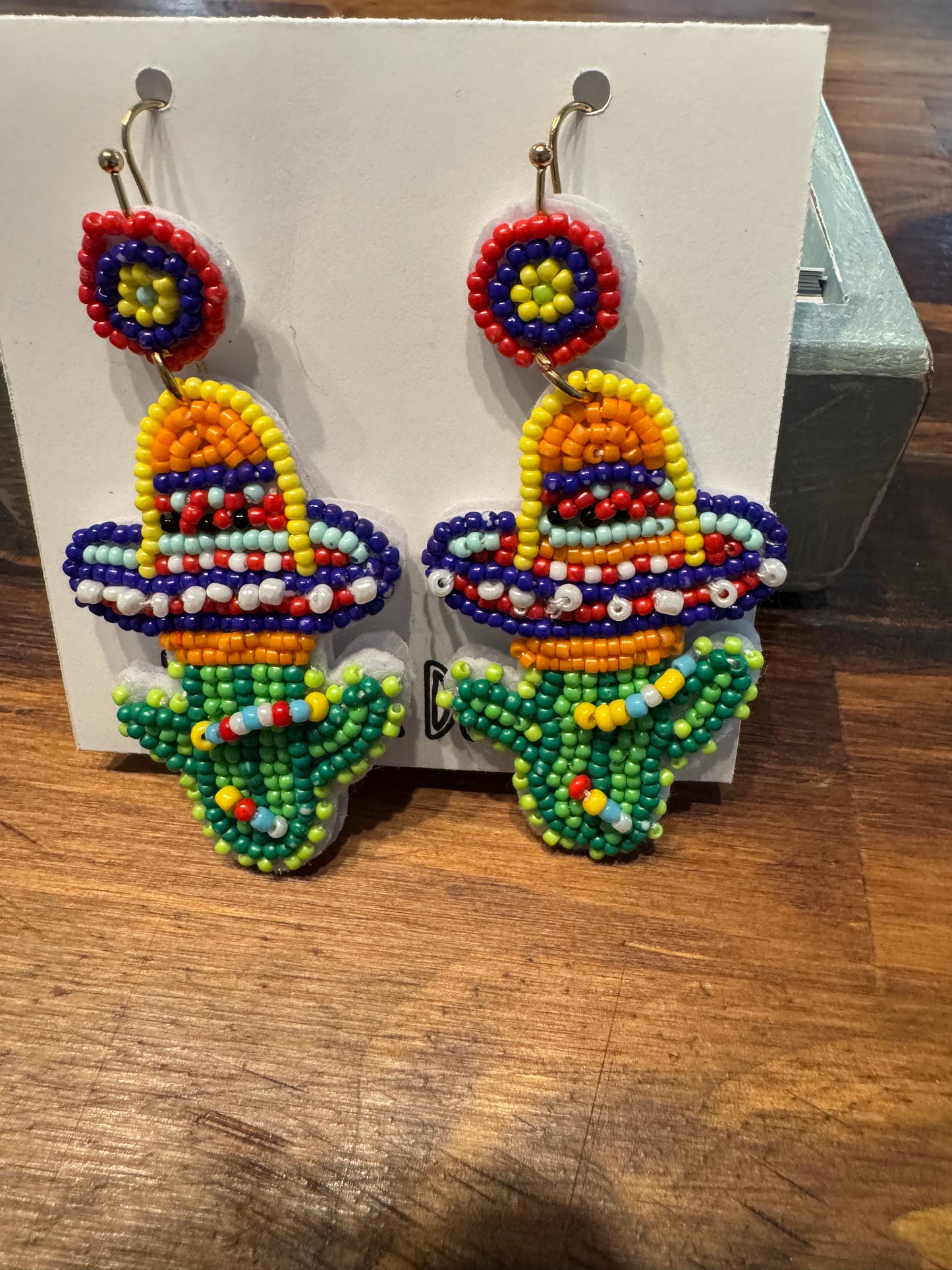 Dazzle and Delight Beaded Cactus Earrings