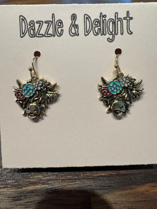 Dazzle and Delight Fancy Highland Cow Earrings
