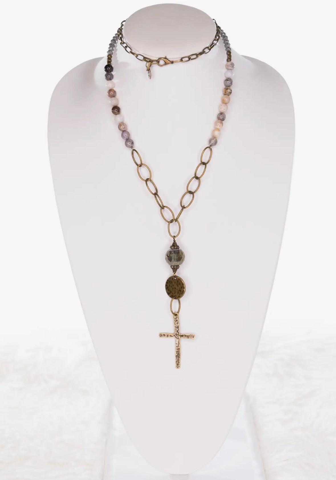 Rosemary Beaded Cross Necklace