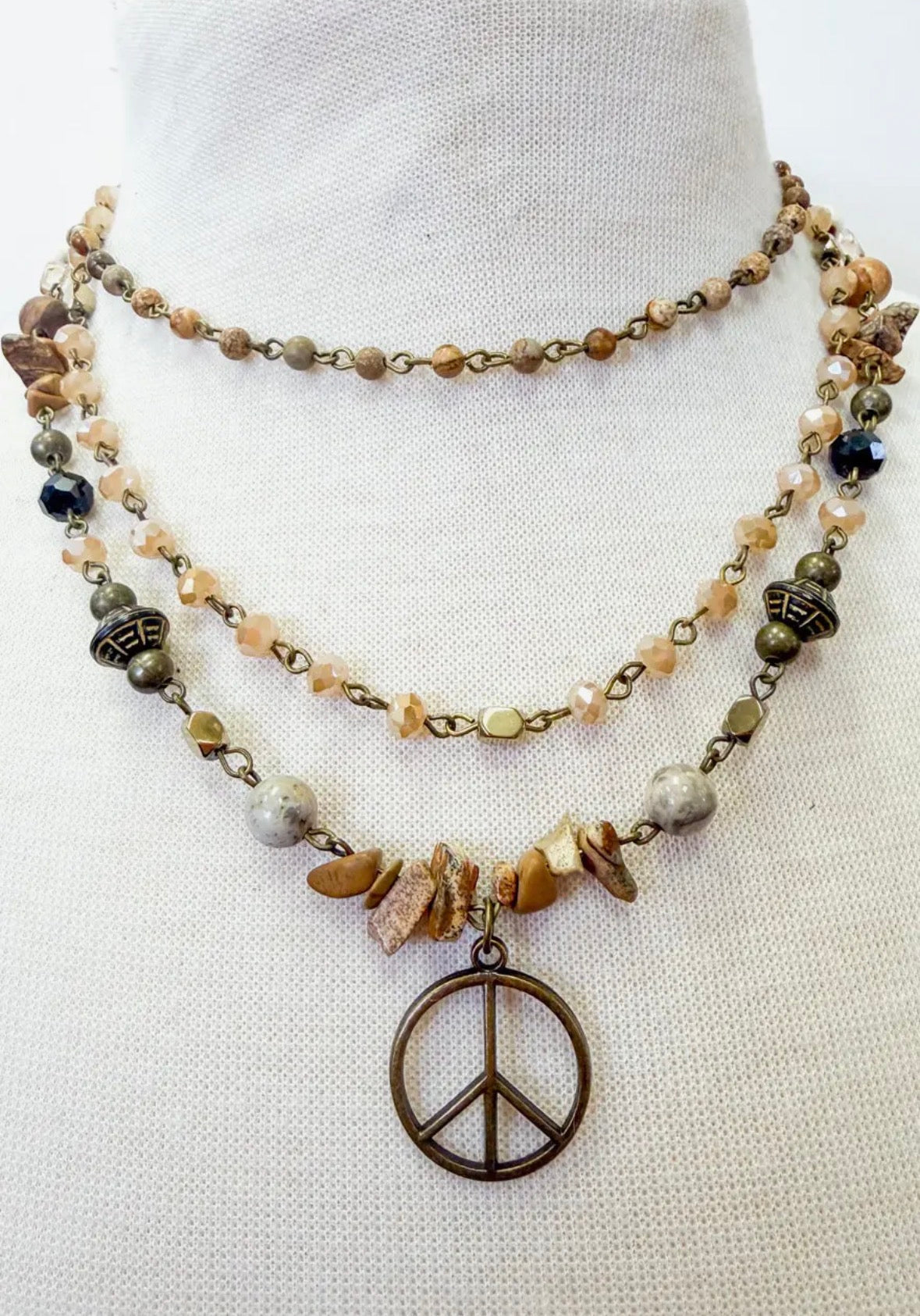 Mary Jane Peace Sign Necklace