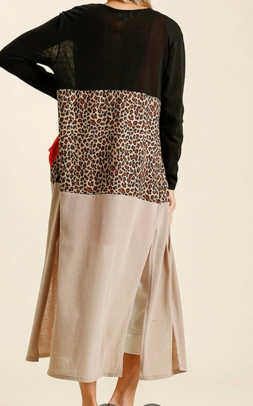 Cheetah Blocked Colored Cardigan