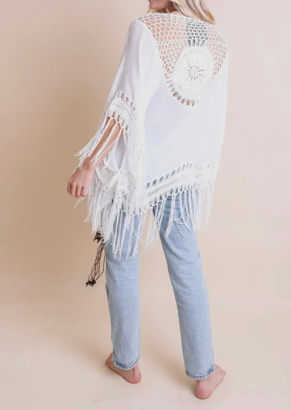 Medallion Crochet Tassel Kimono