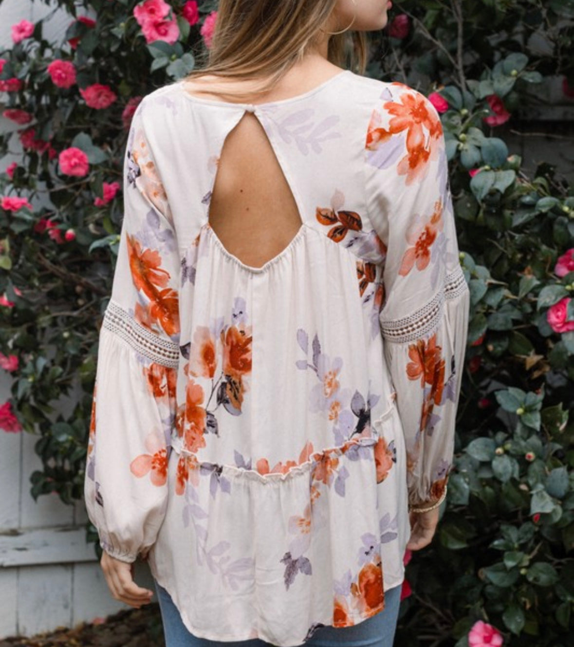 Fall Floral and Lace Tunic Blouse