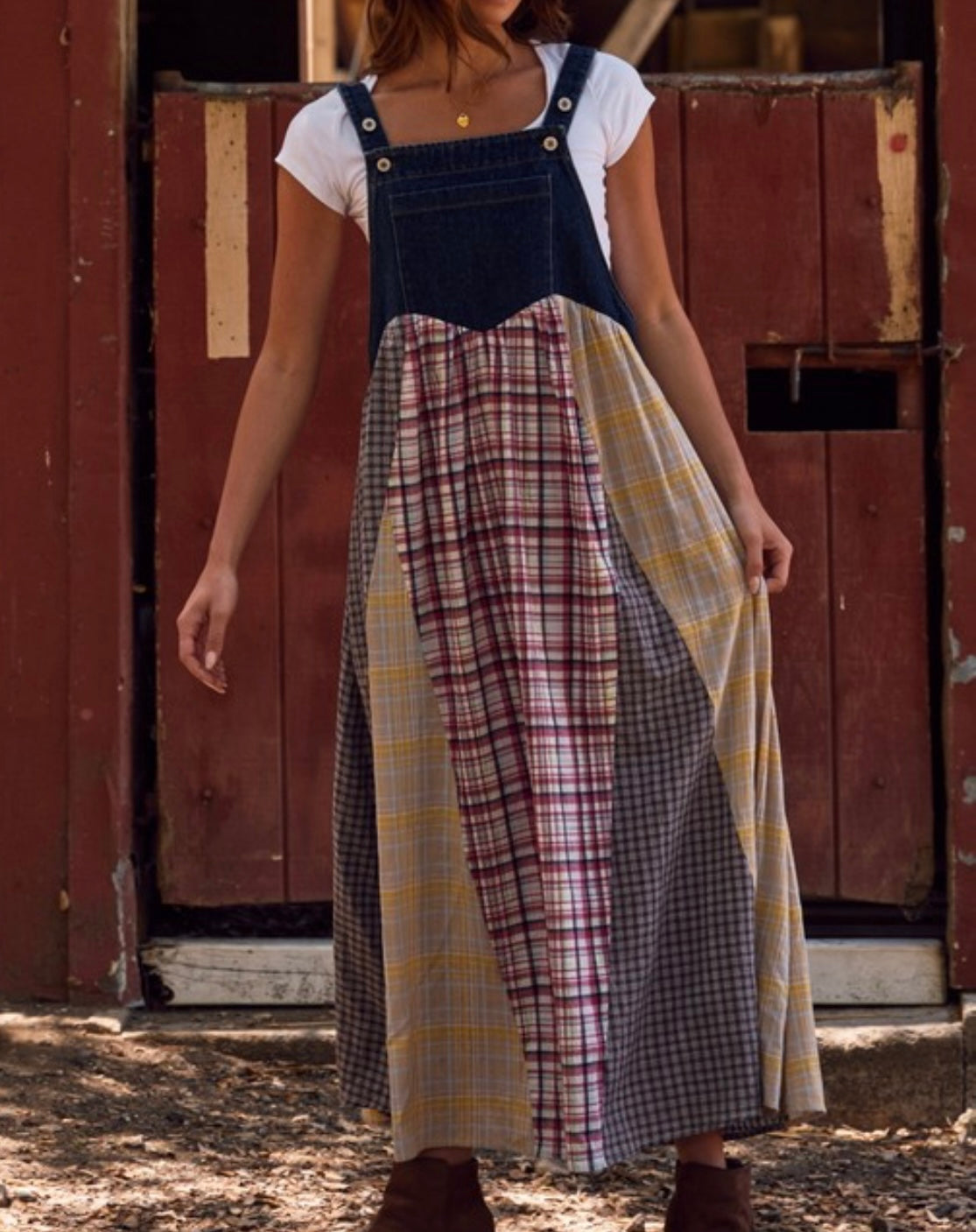 Patchwork Overall Dress