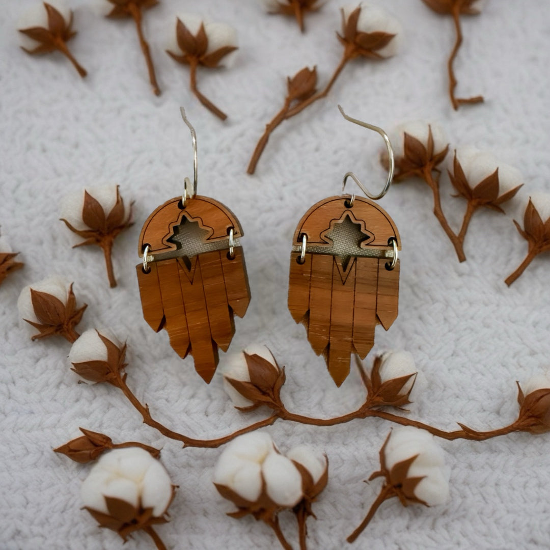 Aztec wood earrings