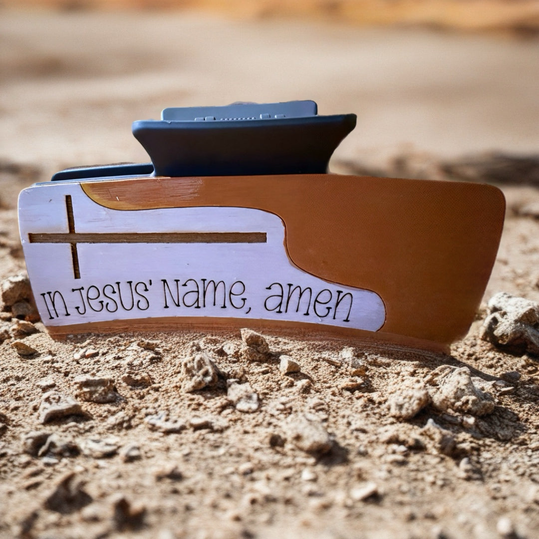 In Jesus Name claw clip 4"