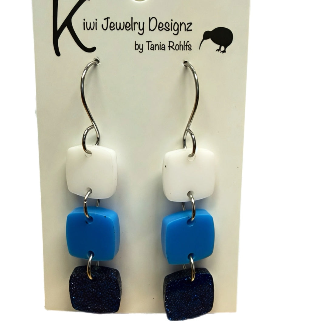 3 Christmas square drop earrings