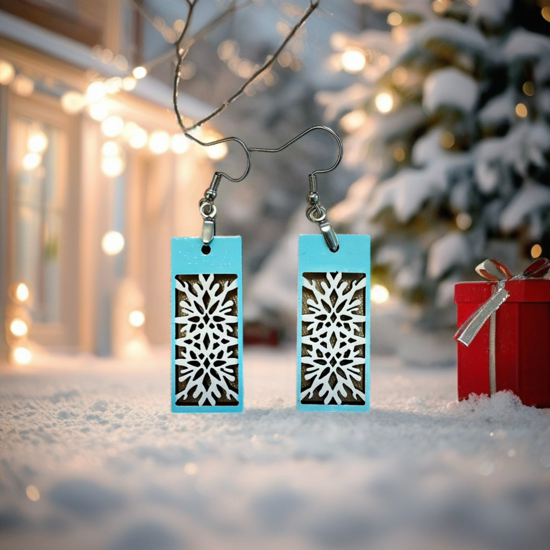 Snow Flake square earrings