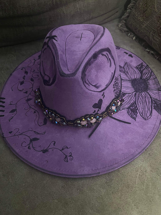 Jen's Designs - Purple Florals "Blessed" Handcrafted Hat