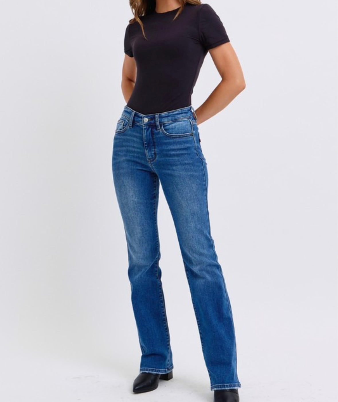 Judy Blue HW V Front Vintage Wash Straight Fit