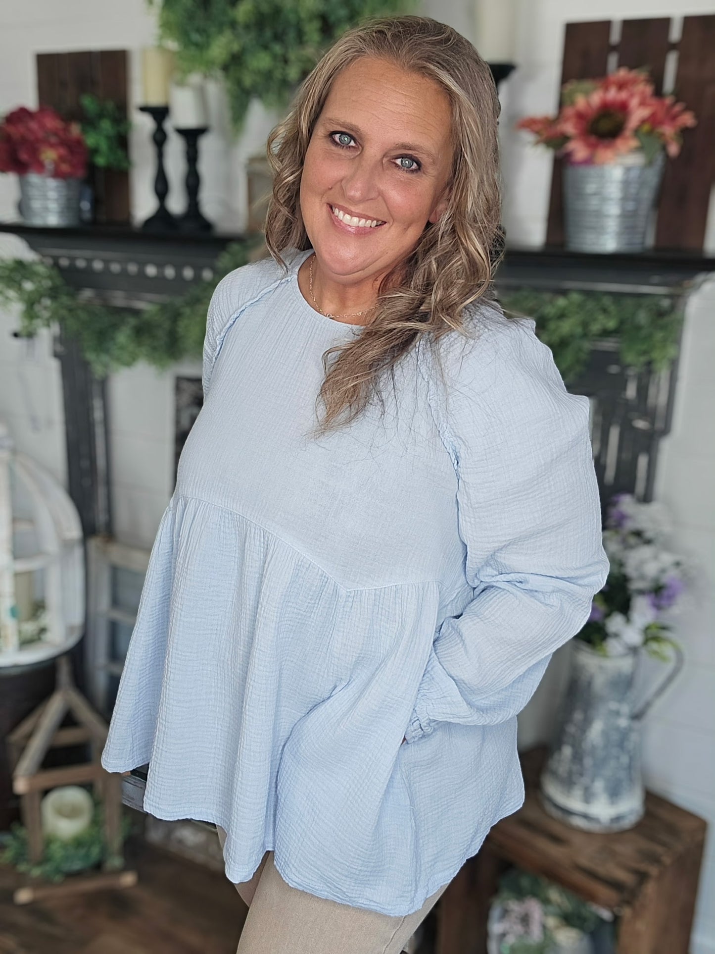 Gauze Babydoll Top by Easel