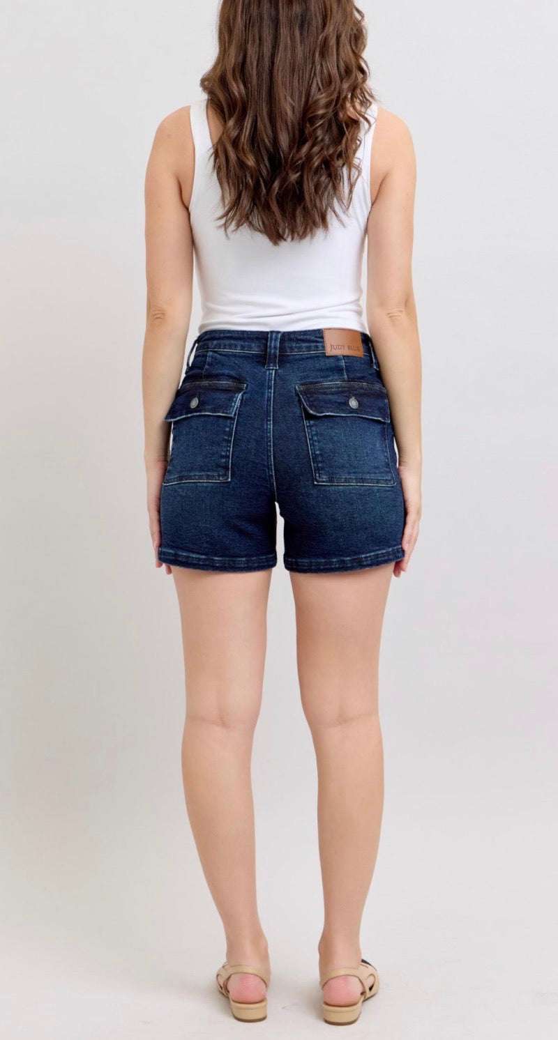 Judy Blue HW Back Flap Pocket Shorts