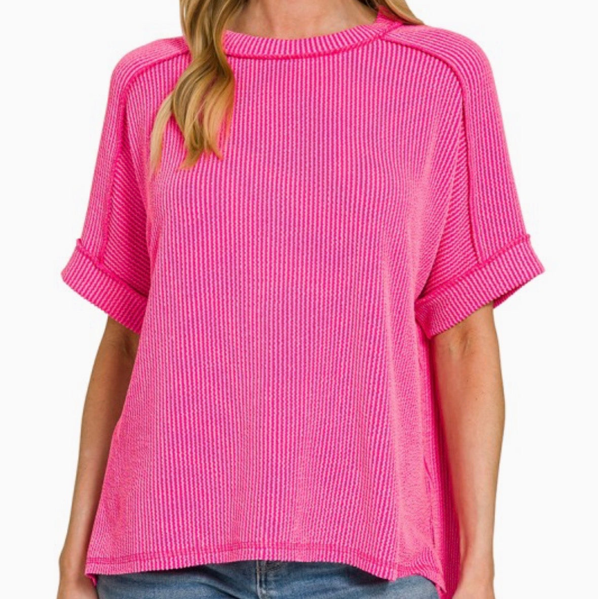 Rosa Ribbed Raw Edge Top