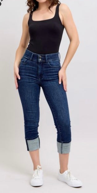 Judy Blue HW Double Waist Capri