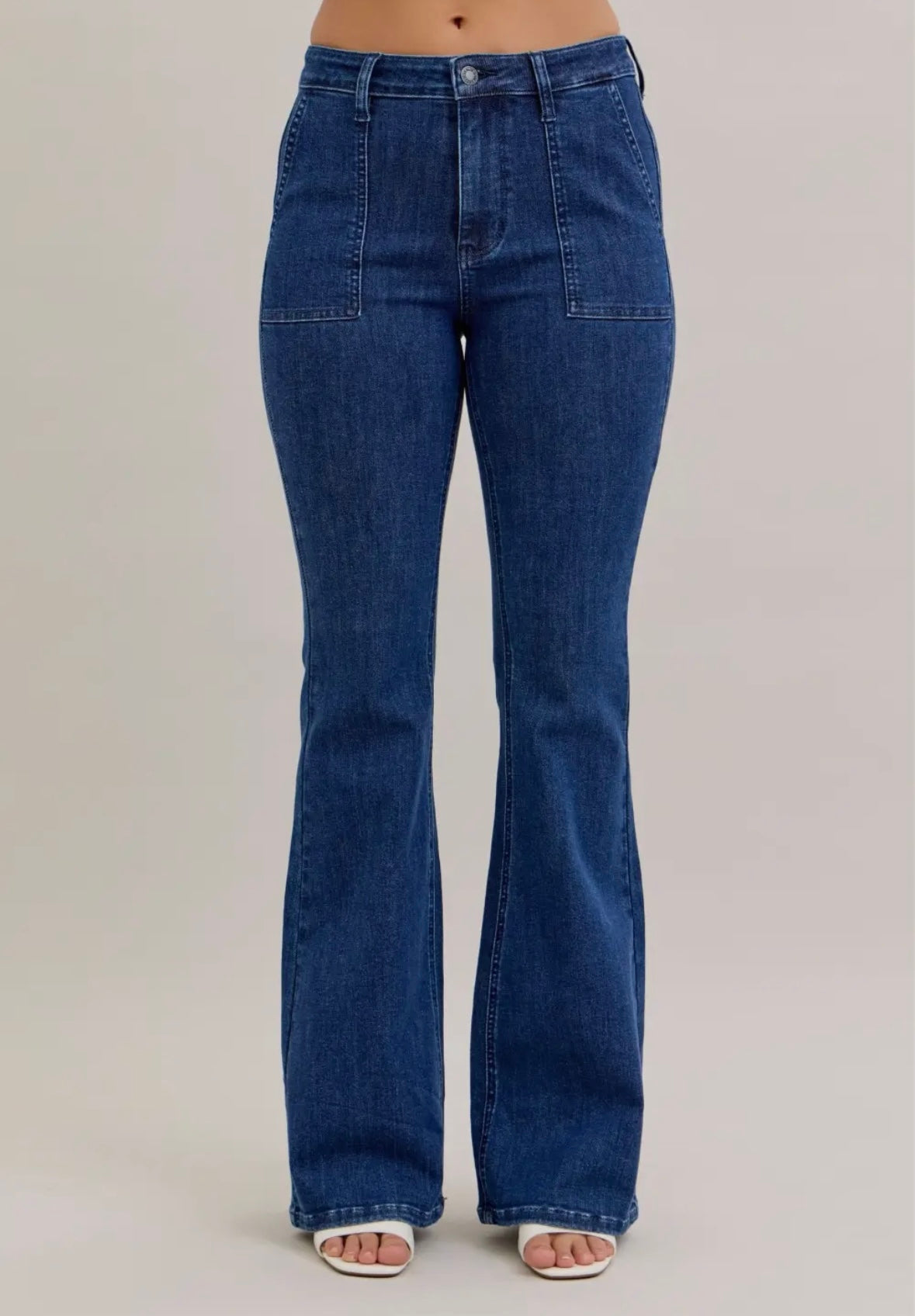 Judy Blue HW Flare with Patch Pockets Dark Wash