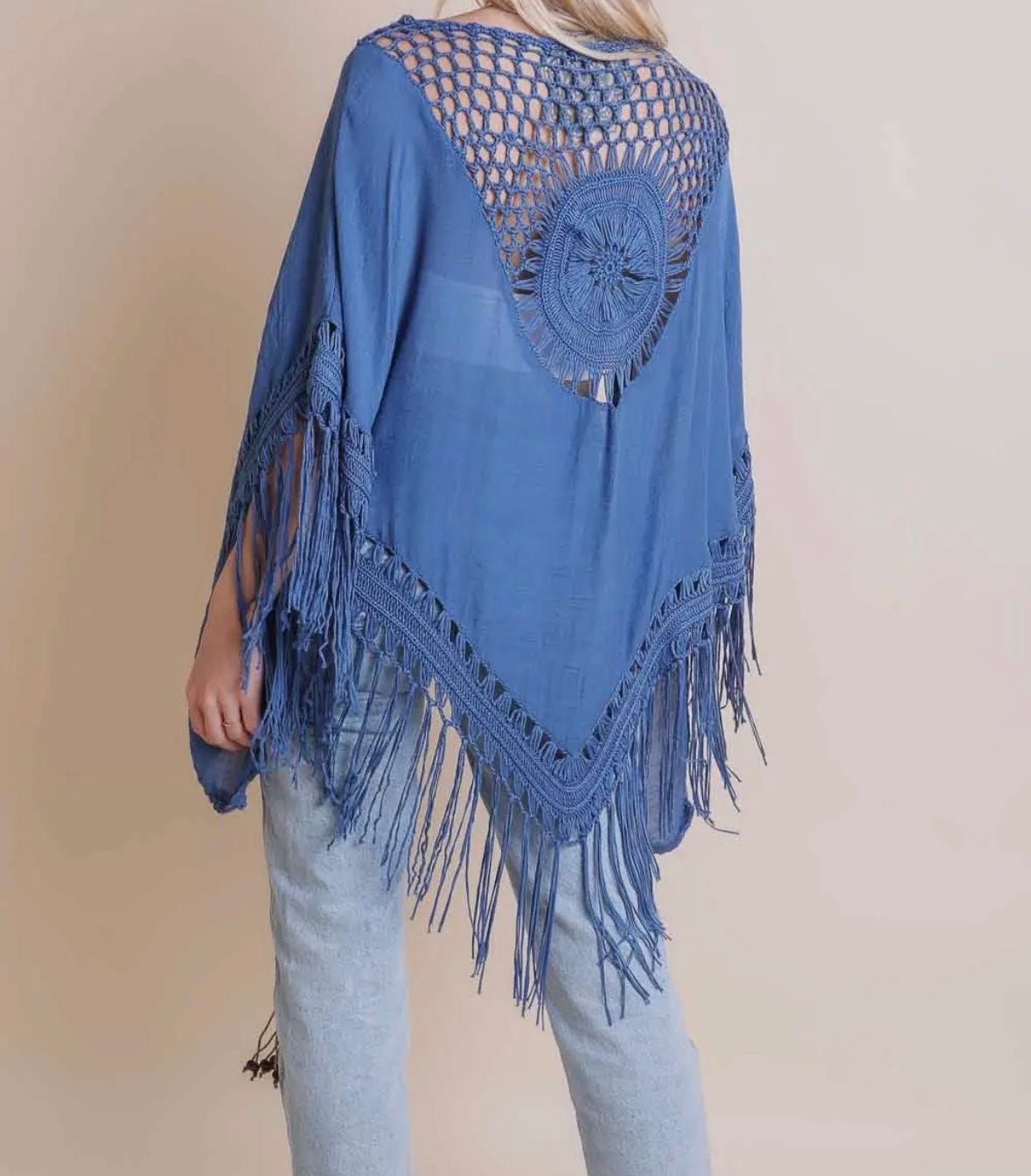 Medallion Crochet Tassel Kimono