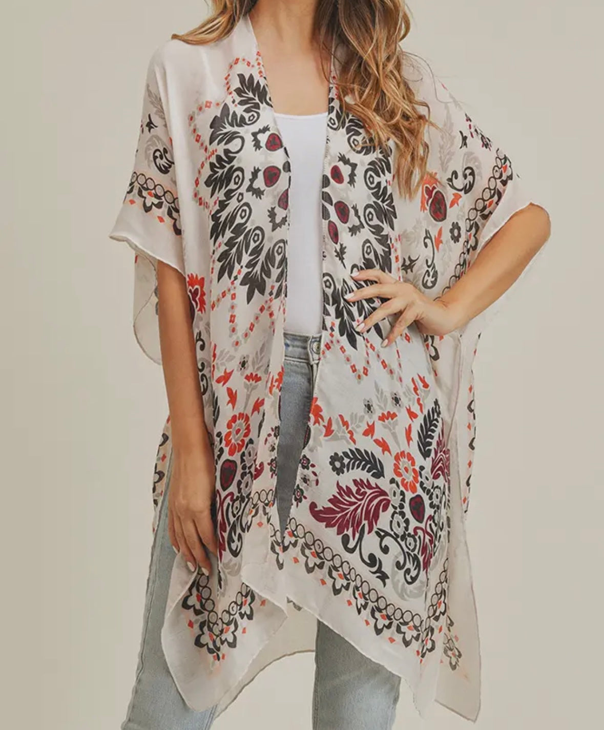 Bohemian Floral Print Kimono